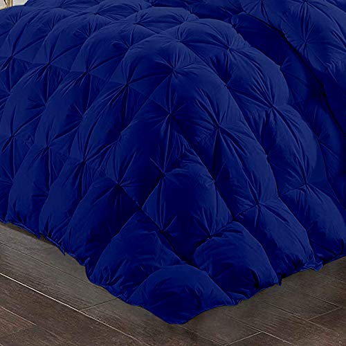Opulence Bedding 5pcs Pinch Pleat Down Alternative Comforter Set (1 Comforter + 4 Pillow Cases) 600 GSM Egyption Cotton 1000TC(Over Size, Royal Blue)