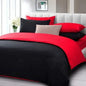 5PC 100% Egyptian Cotton 400 Thread Count Reversible Duvet Set, 1 Piece Duvet Cover with 4 Pillow Cover with Zipper Closure, Red/Black