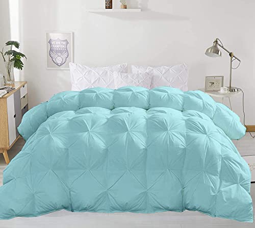 Opulence Bedding 3 Piece Light Blue Pinch Pleated Set (Comforter + 2 Pillow Cases) California King