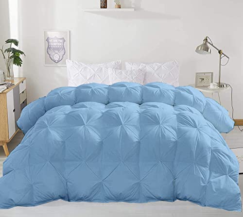 Opulence Bedding 3 Piece Light Blue Pinch Pleated Set (Comforter + 2 Pillow Cases) California King