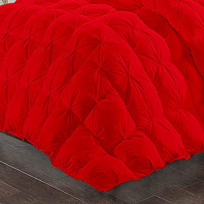 Opulence Bedding 5pcs Pinch Pleat Down Alternative Comforter Set (1 Comforter + 4 Pillow Cases) 600 GSM Egyption Cotton 1000TC(Olympic Queen Size, Red)