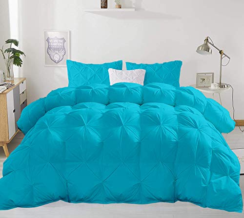 Opulence Bedding 3 Piece Light Blue Pinch Pleated Set (Comforter + 2 Pillow Cases) California King