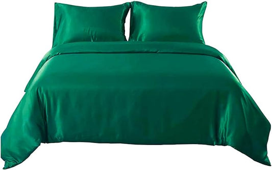 4 Pcs Silk Satin Sheet Set Luxury Bedding Sets, 1 Fitted Sheet, 1 Flat Sheet and 2 Pillow Shams.(Teal)