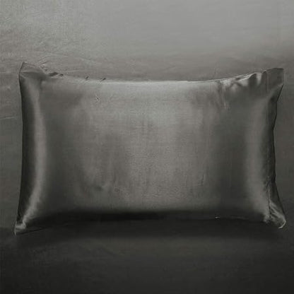 3-Piece Hotel Quality Luxurious Duvet Cover Ultra Soft Silky Satin with 2 Pillowcases(Full Size, Dark Grey)