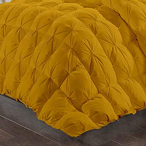 Opulence Bedding 5pcs Pinch Pleat Down Alternative Comforter Set (1 Comforter + 4 Pillow Cases) 600 GSM Egyption Cotton 1000TC(Over Size, Gold)