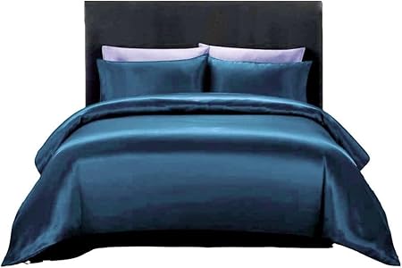 3-Piece Hotel Quality Luxurious Duvet Cover Ultra Soft Silky Satin with 2 Pillowcases(Twin Size, Teal)