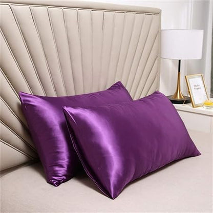 3-Piece Hotel Quality Luxurious Duvet Cover Ultra Soft Silky Satin with 2 Pillowcases(Over Size, Light Wine)