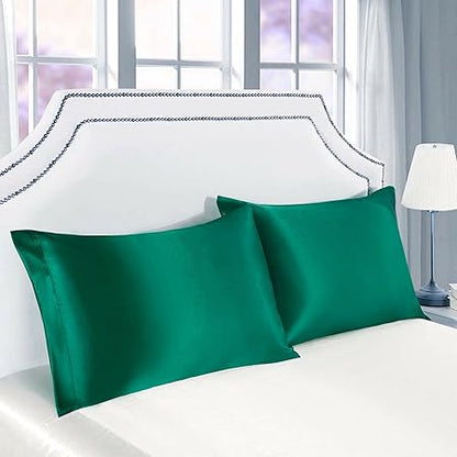 4 Pcs Silk Satin Sheet Set Luxury Bedding Sets, 1 Fitted Sheet, 1 Flat Sheet and 2 Pillow Shams.(Teal)