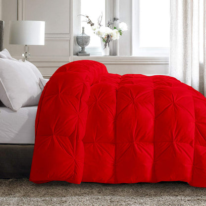 Opulence Bedding 5pcs Pinch Pleat Down Alternative Comforter Set (1 Comforter + 4 Pillow Cases) 600 GSM Egyption Cotton 1000TC(Olympic Queen Size, Red)