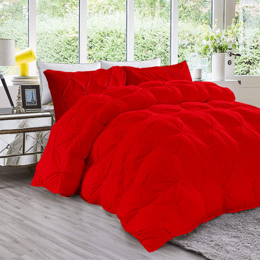 Opulence Bedding 5pcs Pinch Pleat Down Alternative Comforter Set (1 Comforter + 4 Pillow Cases) 600 GSM Egyption Cotton 1000TC(Olympic Queen Size, Red)