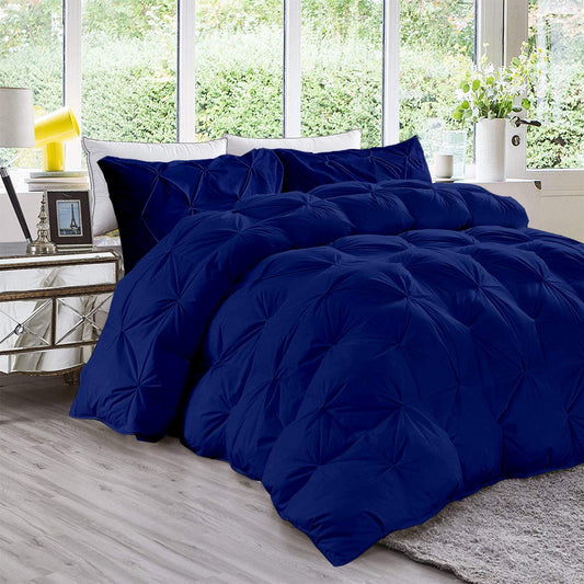 Opulence Bedding 5pcs Pinch Pleat Down Alternative Comforter Set (1 Comforter + 4 Pillow Cases) 600 GSM Egyption Cotton 1000TC(Over Size, Royal Blue)